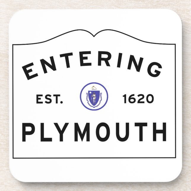 Welcome to Plymouth MA town sign Coaster (Front)
