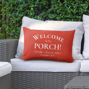 Welcome to Porch Custom Family Trendy Red Lumbar Cushion