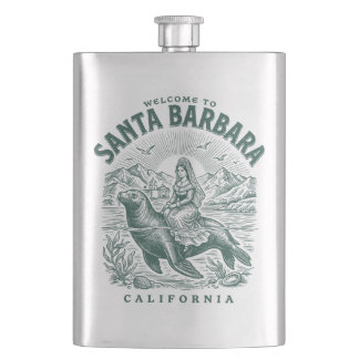Welcome To Santa Barbara California Coast Hip Flask