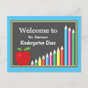 Welcome To School Kindergarten Coloured Pencils Postcard