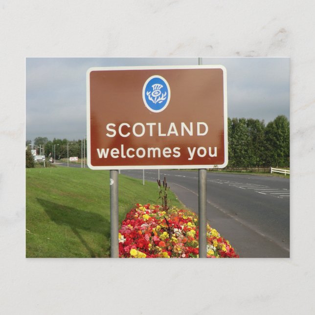 Welcome to Scotland - Anglo-Scottish Border Sign Postcard (Front)