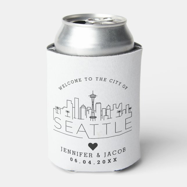 Welcome to Seattl | Wedding Guest Favour Can Coole Can Cooler (Can Front)