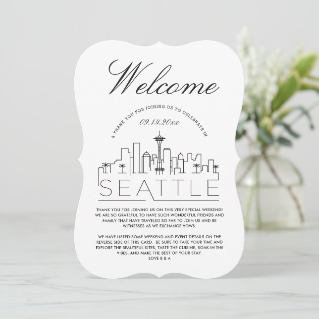 Welcome to Seattle | Guests Details Invitation (Standing Front)