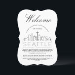 Welcome to Seattle | Guests Details Invitation<br><div class="desc">A unique guest details card tailored to your wedding guest travelling to see you in the beautiful city of Seattle, Washington. It features a modern deco-style illustration of the city's skyline on the front followed by spaces for your unique wedding day information on the back. All elements of this item...</div>