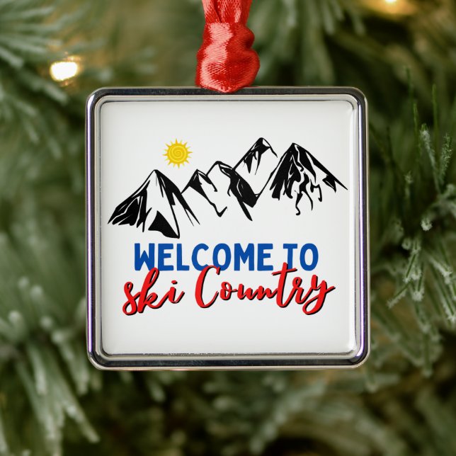 Welcome To Ski Country Chirstmas Tree Metal Ornament (Tree)
