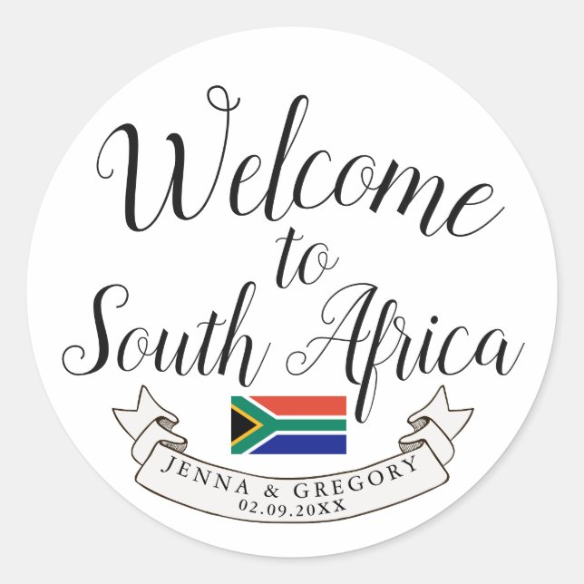 Welcome to South Africa | Destination Wedding Classic Round Sticker (Front)