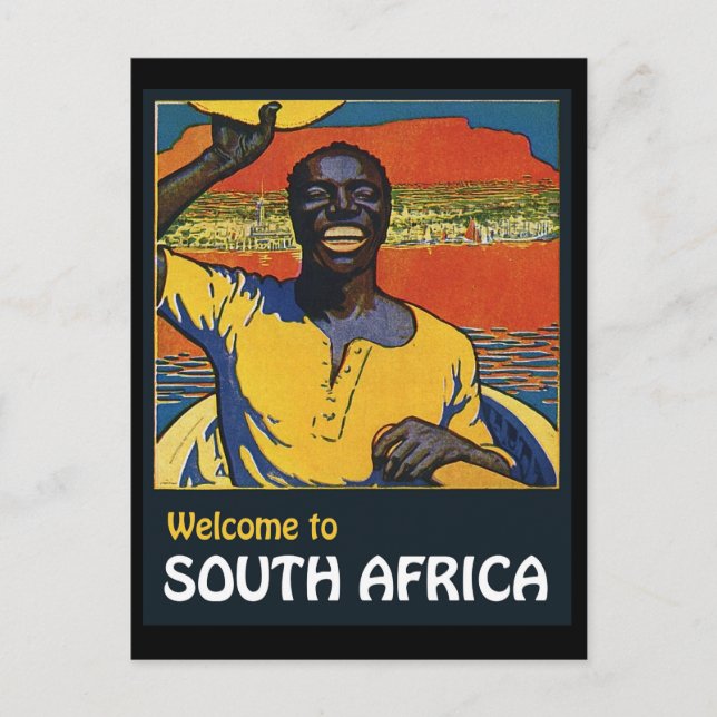 Welcome to South Africa, native man in a boat Postcard (Front)