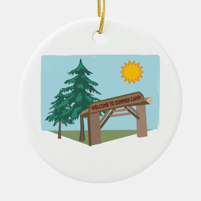 Welcome To Summer Camp! Ceramic Tree Decoration (Front)
