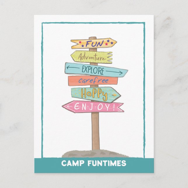 Welcome to Summer Camp Custom Name Fun Sign Postcard (Front)