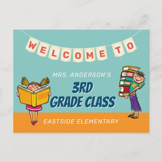 Welcome to Teacher's Class Children Illustrations Postcard (Front)