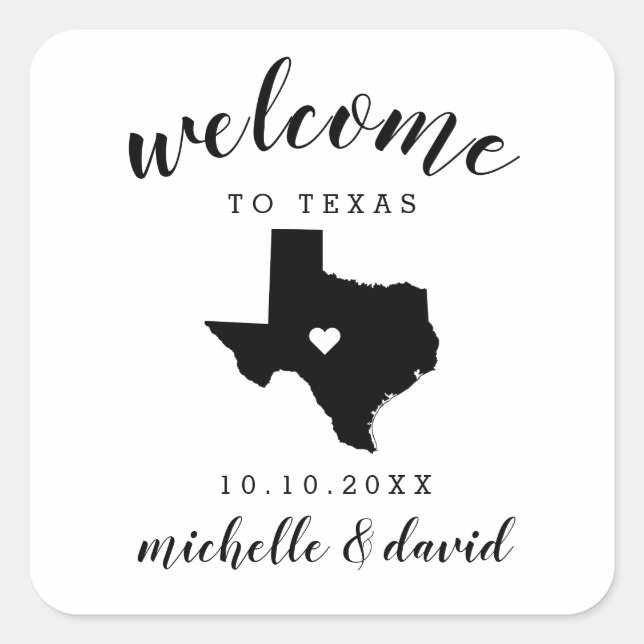 Welcome to Texas | Wedding custom favour Square Sticker (Front)