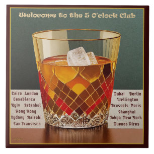 Welcome to the 5 O'clock Club Mid Century Design Ceramic Tile