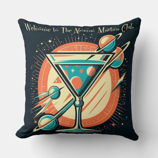 Welcome To The Atomic Martini Club Space Age Cushion (Front)