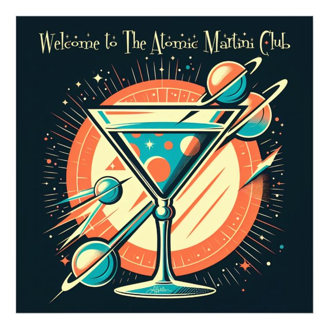 Welcome To The Atomic Martini Club Space Age Photo Print (Front)