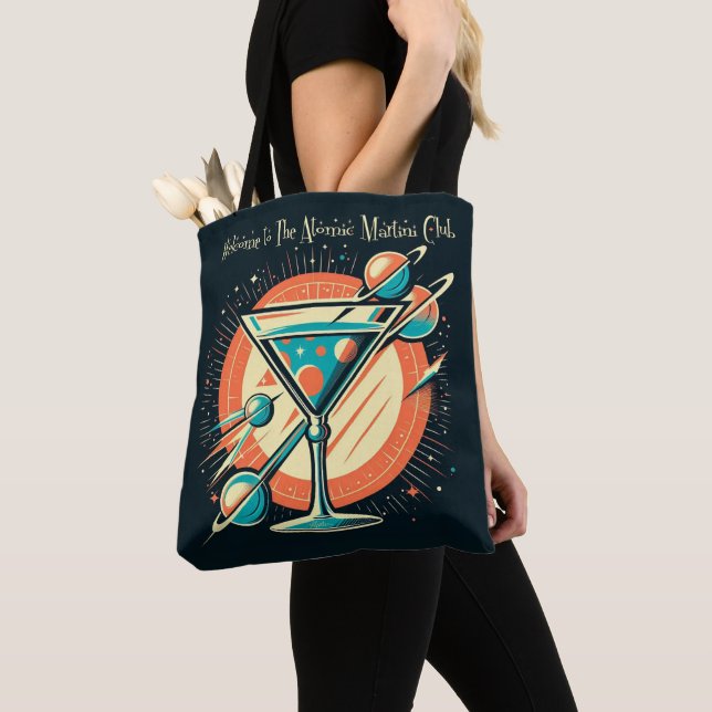 Welcome To The Atomic Martini Club Space Age Tote Bag (Close Up)