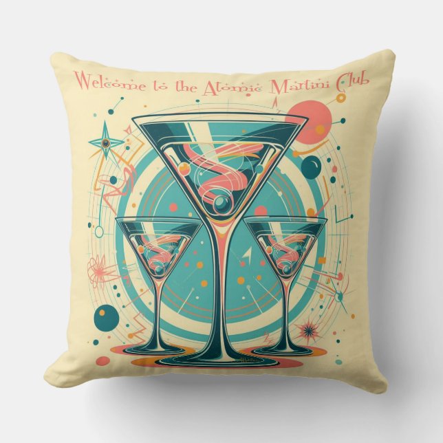Welcome To The Atomic Martini Club Triple Play Cushion (Front)