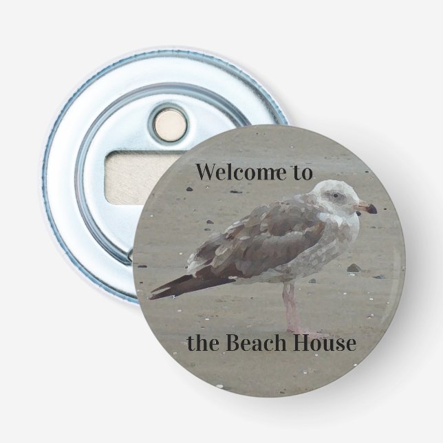 Welcome to the Beach House Seagull Photo Ocean Bottle Opener (Front)