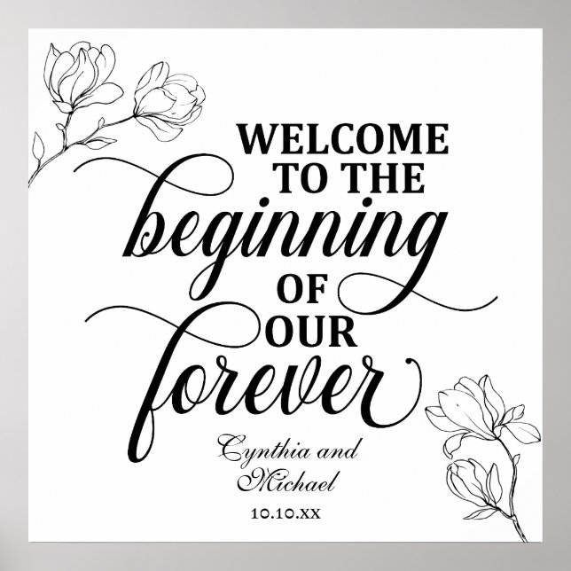 Welcome to the Beginning of our Forever Line Art Poster (Front)