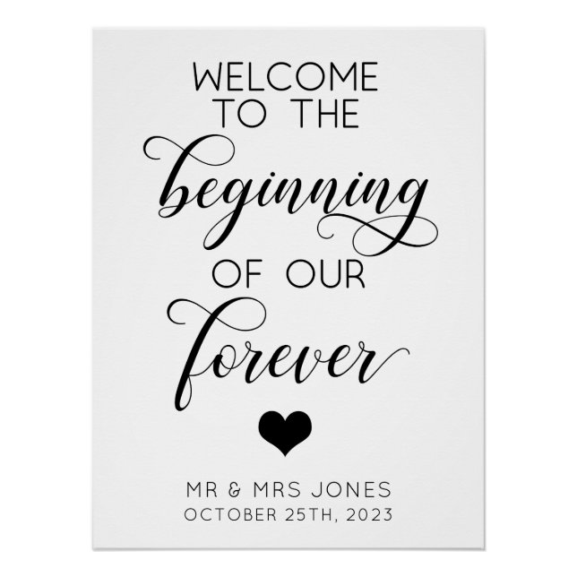Welcome To The Beginning Of Our Forever Wedding Poster (Front)