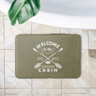 Welcome to the Cabin   Rustic Arrows Personalised Bath Mat