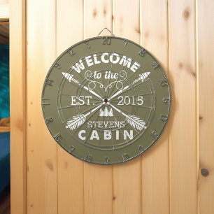 Welcome to the Cabin Rustic Arrows Personalised Dartboard