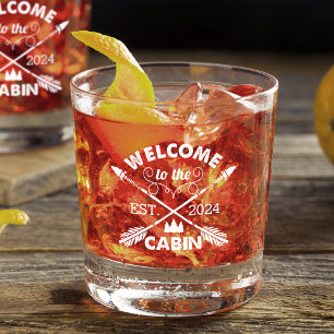 Welcome to the Cabin Rustic Arrows Whiskey Glass