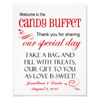 Welcome to the Candy Buffet Red Wedding Sign