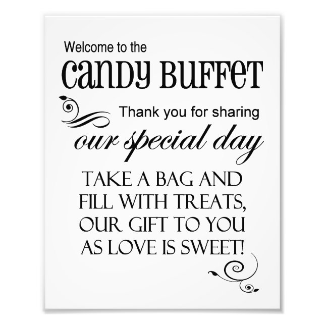 Welcome to the Candy Buffet Wedding Sign 8 x 10 (Front)