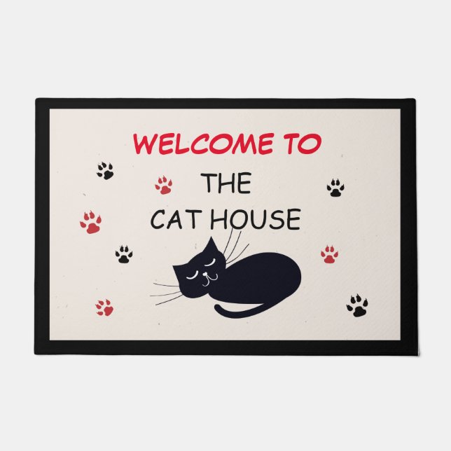 Welcome to the Cat House Door Mat (Front)