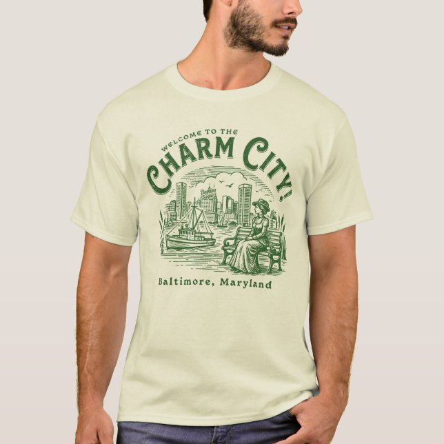 Welcome to the Charm City Baltimore City Maryland T-Shirt (Front)