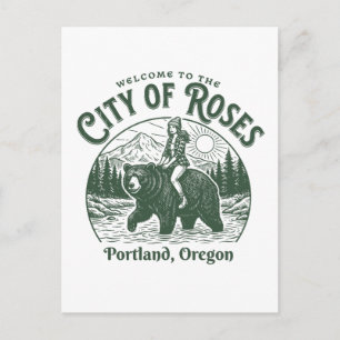 Welcome to the City of Roses Portland City Oregon Postcard