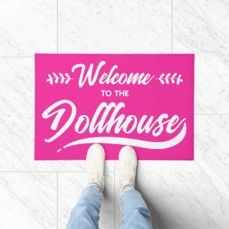 Welcome to the Dollhouse Hot Pink Script Doormat