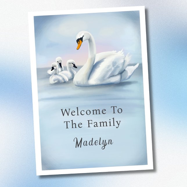 Welcome To The Family Mama Swan With Babies Card (Creator Uploaded)