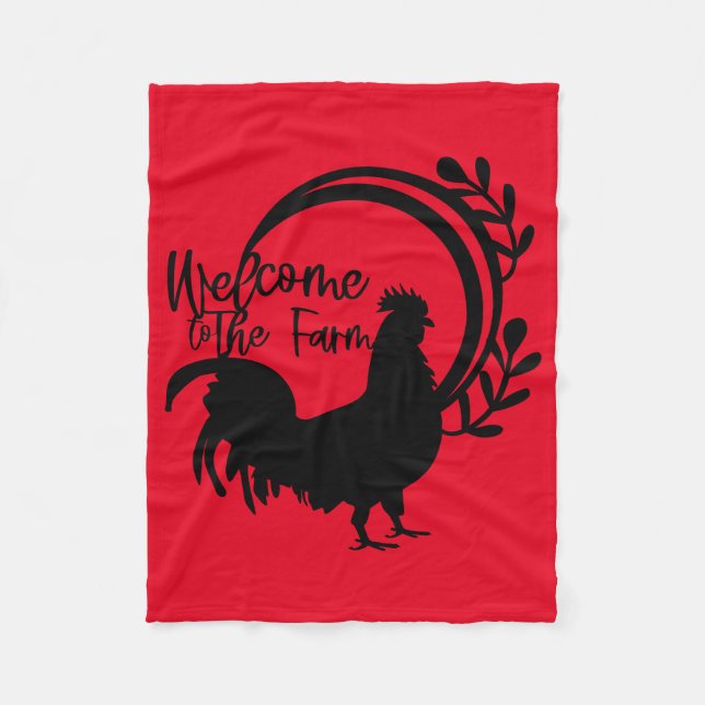 Welcome to the Farm Rooster Fleece Blanket (Front)