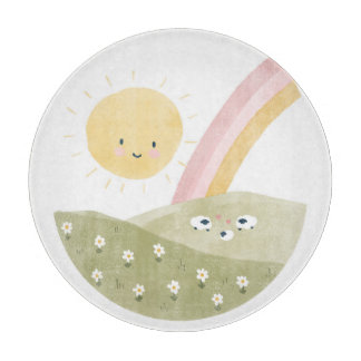 Welcome to the Flock Watercolor Baby Lamb Cutting Board