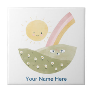 Welcome to the Flock Watercolor Nursery Decor Ceramic Tile