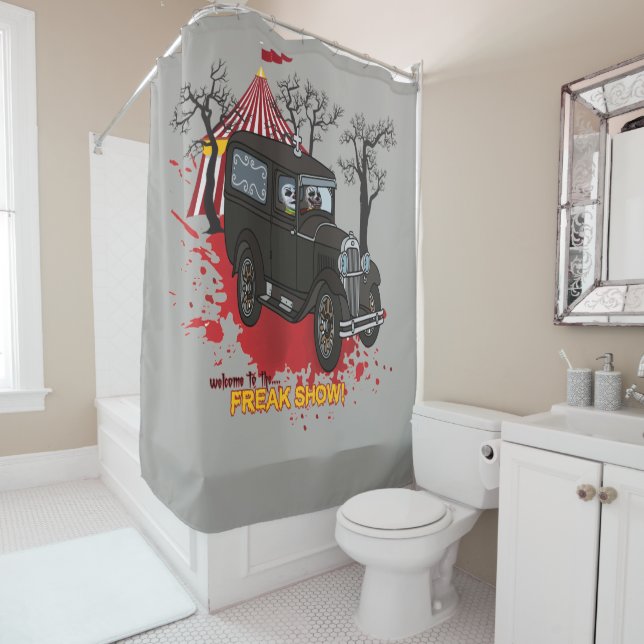 Welcome To The Freak Show Scary Clowns In Car Shower Curtain (In Situ)
