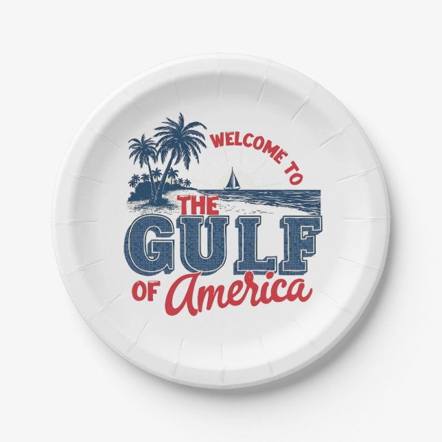 Welcome to the Gulf of America Immigrant Mexican  Paper Plate (Front)