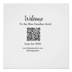 Welcome to the hotel restaurant villa scan QR WIFI Poster