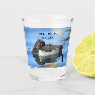 Welcome To The Lake Duck Reflection Nature Shot Glass