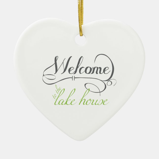 Welcome To The Lake House Ceramic Tree Decoration (Front)