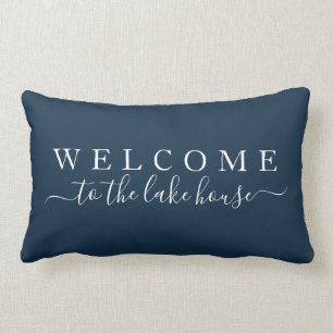 Welcome to the Lake House Navy Blue Lumbar Cushion