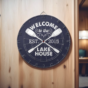 Welcome to the Lake House Rustic Canoe Paddles Dartboard