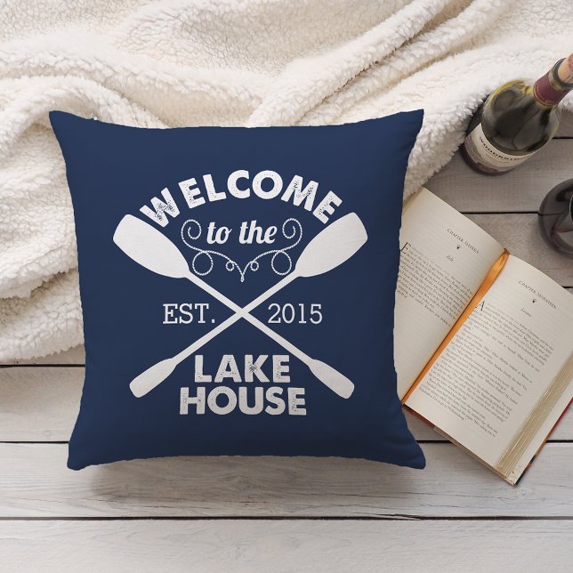 Welcome to the Lake House | Rustic Navy Cushion (Creator Uploaded)