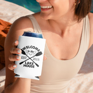 Welcome to the Lake House   Rustic Paddles Can Cooler