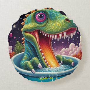 Welcome to the Magical World of Dino Delights Round Cushion