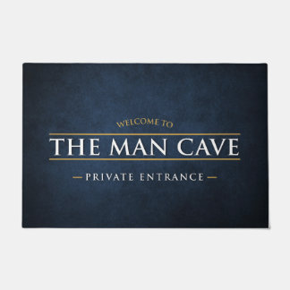 Welcome to the Man Cave blue grunge door mat