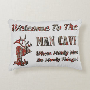 WELCOME TO THE MAN CAVE... DECORATIVE CUSHION