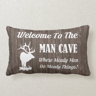 WELCOME TO THE MAN CAVE! Throw Pillow