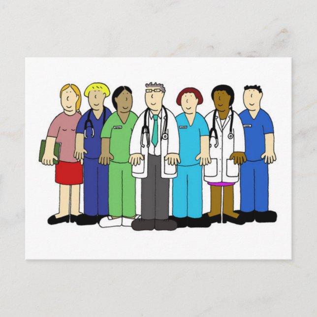 Welcome to the Medical Team, Cartoon. Postcard (Front)
